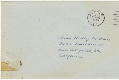 Letter (with envelope) to Molly Wilson from June Yoshigai (January 22, 1945) (ddr-janm-1-92)