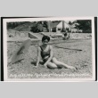 Mrs. Fujikoge at Lincoln Beach (ddr-densho-353-242)