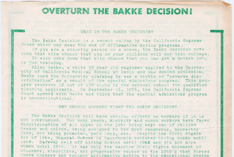 Overturn the Bakke Decision!  Flyer (ddr-densho-444-62)