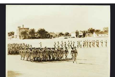 Photograph of a formal retreat parade (ddr-csujad-49-105)