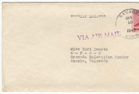 Letter to Yuri Domoto from Yoshito Shibata (ddr-densho-356-235)