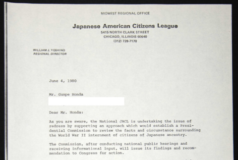 Letter to Gumpe Honda from William Yoshino (ddr-chijacl-1-480)