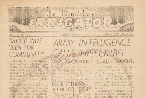 Minidoka Irrigator Vol. I No. 14 (October 31, 1942) (ddr-densho-119-13)