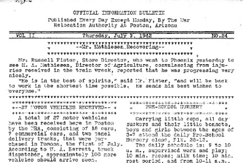 Poston Information Bulletin Vol. II No. 24 (July 9, 1942) (ddr-densho-145-50)