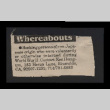 [Newspaper clipping titled:] Whereabouts (ddr-csujad-55-2089)