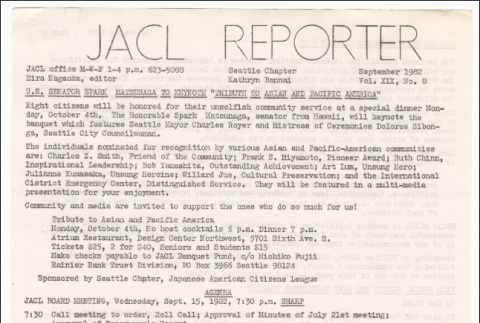 Seattle Chapter, JACL Reporter, Vol. XIX, No. 8, September 1982 (ddr-sjacl-1-313)