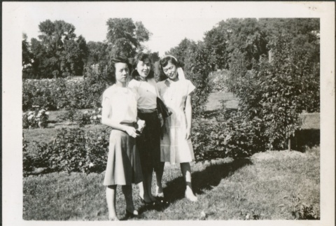Three women in a park (ddr-densho-298-171)