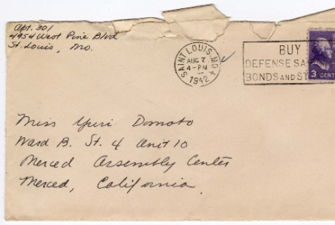 Letter to Yuri Domoto from Sammy (ddr-densho-356-293)