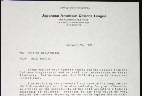 Memo to Shirley Nakatsukasa from Bill Yoshino (ddr-chijacl-1-691)