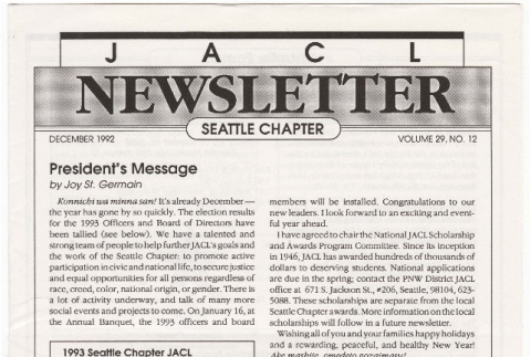 Seattle Chapter, JACL Reporter, Vol. 29, No. 12, December 1992 (ddr-sjacl-1-406)