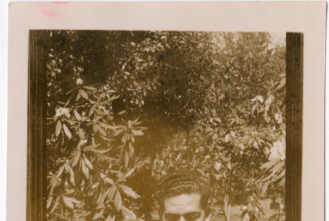 Man seated in garden (ddr-densho-426-1473)