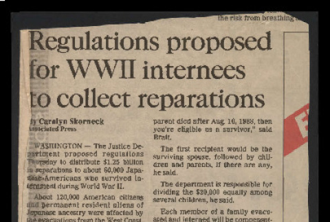Regulations proposed for WWII internees to collect reparations (ddr-csujad-55-2110)