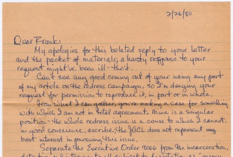 Letter to Frank Abe from Erni Uno (ddr-densho-122-255)