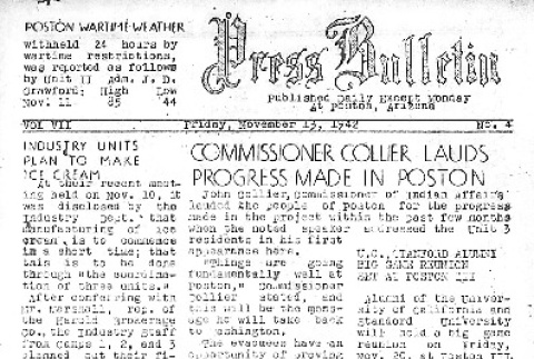 Poston Press Bulletin Vol. VII No. 4 (November 13, 1942) (ddr-densho-145-158)