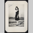 Woman in a dark dress at Rohwer (ddr-densho-542-713)