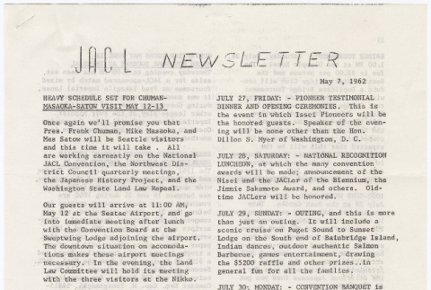 Seattle Chapter, JACL Newsletter, May 7, 1962 (ddr-sjacl-1-54)