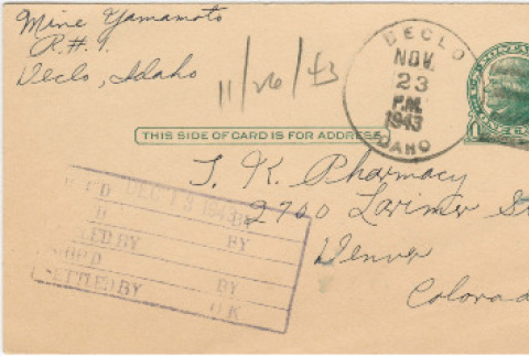 Letter sent to T.K. Pharmacy (ddr-densho-319-124)