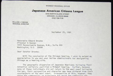 Letter to Edward Brooke from Bill Yoshino (ddr-chijacl-1-551)