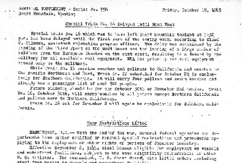 Heart Mountain Sentinel Bulletin No. 358 (October 19, 1945) (ddr-densho-97-542)