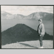 Woman standing by Crater Lake (ddr-densho-523-393)