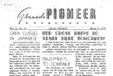 Granada Pioneer Vol. I No. 44 (March 3, 1943) (ddr-densho-147-45)