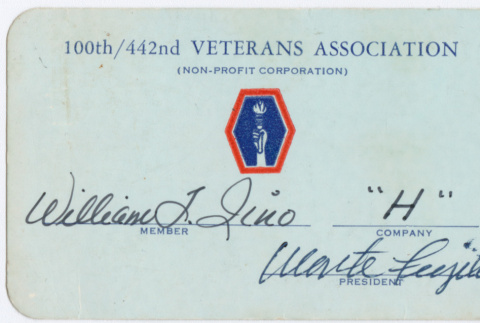 Membership card for 100th/442nd Veteran Association (ddr-densho-368-8)