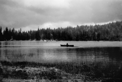 Camper in a row boat on Lake Sequoia (ddr-densho-336-27)