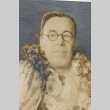 Victor S. K. Houston wearing leis (ddr-njpa-2-431)
