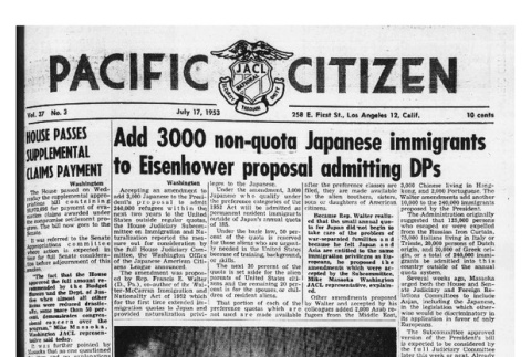 The Pacific Citizen, Vol. 37 No. 3 (July 17, 1953) (ddr-pc-25-29)