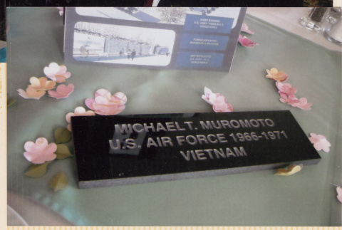 Display and plaque for Michael T. Muromoto (ddr-densho-466-600)