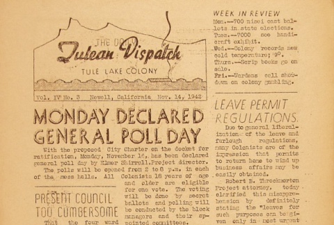 Tulean Dispatch Vol. IV No. 3 (November 14, 1942) (ddr-densho-65-99)