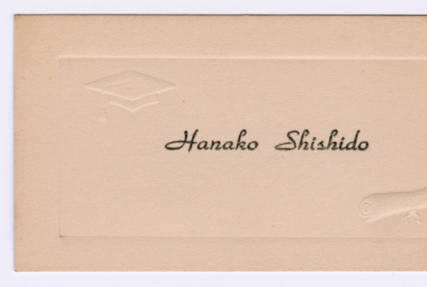 Hanako Shishido's graduation name card (ddr-densho-550-111)