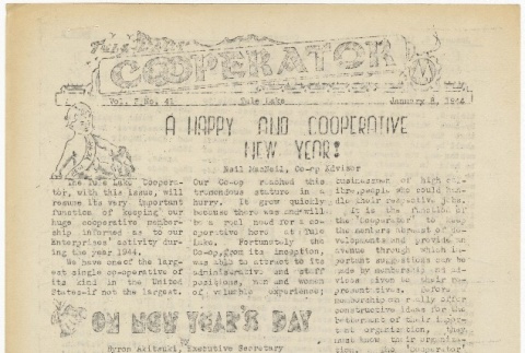 Tule Lake Cooperator, Vol. 3, No. 41 (January 8, 1944) (ddr-densho-284-1)
