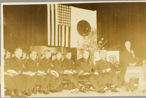 American and Japanese military leaders on a stage (ddr-njpa-13-361)