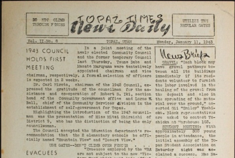 Topaz Times Vol. II No. 8 (January 11, 1943) (ddr-densho-142-69)
