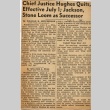 Newspaper clipping regarding Charles E. Hughes (ddr-njpa-1-706)