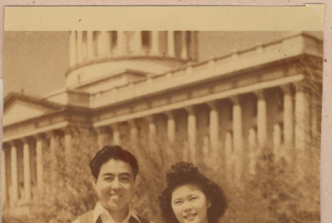 Couple in front of the Utah State Capitol (ddr-manz-10-38)