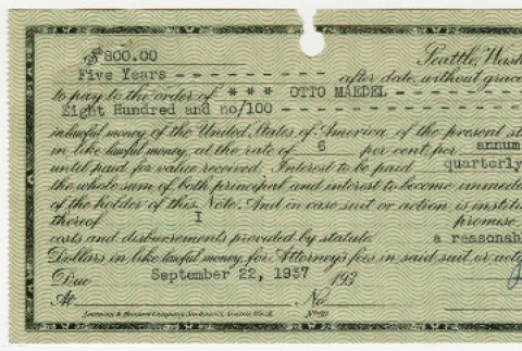 Mortgage and Promissary note from Rudolf and Lena Maedel to Otto Maedel (ddr-densho-474-104)