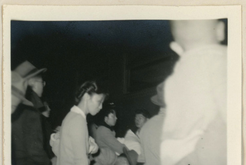 Crowd boarding a train at Casa Grande (ddr-densho-37-904)