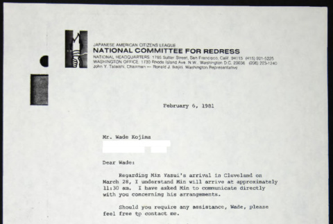 Letter to Wade Kojima from Bill Yoshino (ddr-chijacl-1-653)