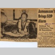 Photograph and article regarding James Kealoha's 1962 gubernatorial campaign (ddr-njpa-2-524)