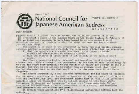National Council for Japanese American Redress Vol. 9 No. 2 (ddr-densho-352-60)