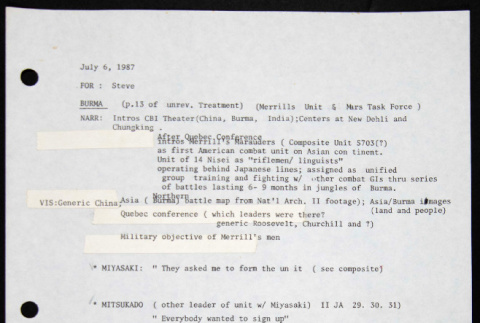 Partial outline for The Color of Honor (ddr-densho-1007-1399)