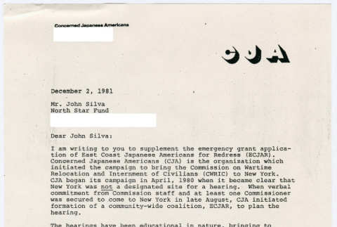 Letter to John Silva from Sasha Hohri (ddr-densho-352-535)