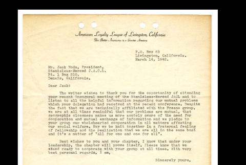 Letter from Harry Naka to Jack Noda, March 14, 1942 (ddr-csujad-46-19)
