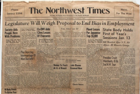 The Northwest Times Vol. 1 No. 1 (January 1, 1947) (ddr-densho-229-1)