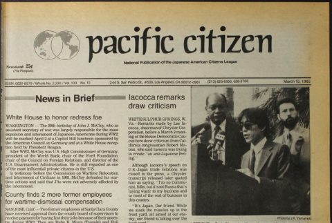 Pacific Citizen, Vol. 100 No. 10 (March 15, 1985) (ddr-pc-57-10)