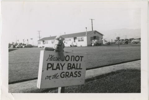 Sign: Please Do Not Play Ball on the Grass (ddr-manz-7-113)
