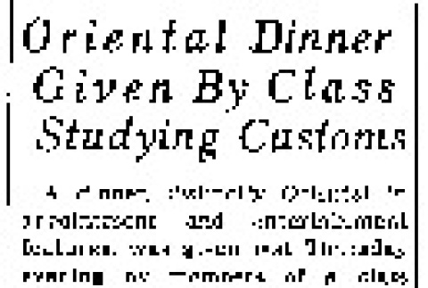 Oriental Dinner Given By Class Studying Customs (September 30, 1935) (ddr-densho-56-454)