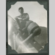 George Kawaguchi posed on anchor (ddr-densho-540-49)